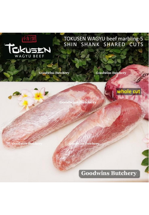 Beef SHIN SHANK sengkel WAGYU TOKUSEN marbling-5 aged frozen shared cuts +/- 1.2kg (price/kg)